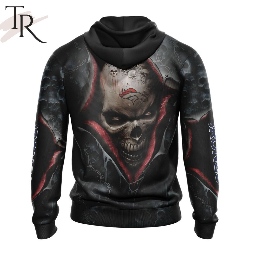 New 2025 NEW] NFL Denver Broncos Special Horror Skull Art Design Custom Hoodie - Image 3